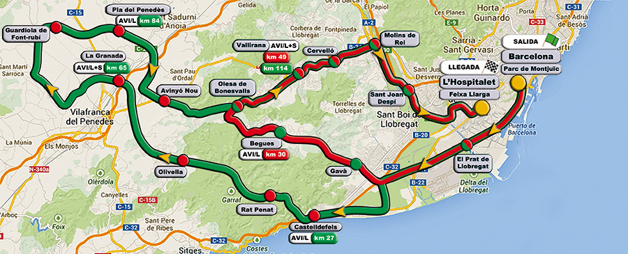 Los recorridos de la CICLEPIC. En rojo el corto y en verde el largo.